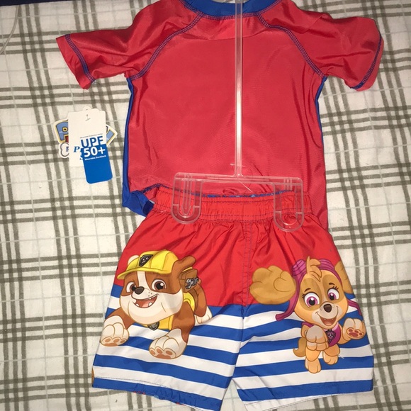 NWT Paw Patrol 2T UPF 50 Swim Trunk and Rash Guard - Picture 4 of 6